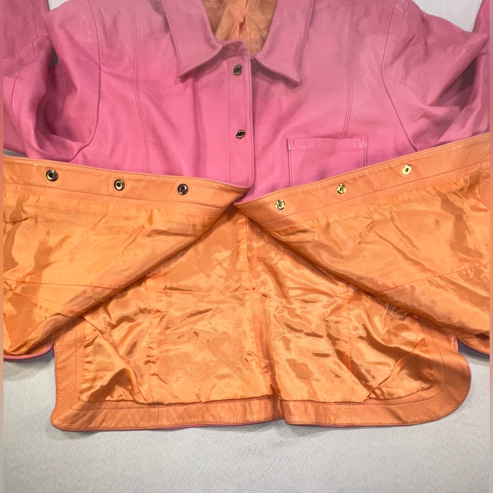 Worth Bubblegum Pink Leather Blazer Jacket Size 14 Butter Soft Quiet Luxury 90s - Picture 13 of 16